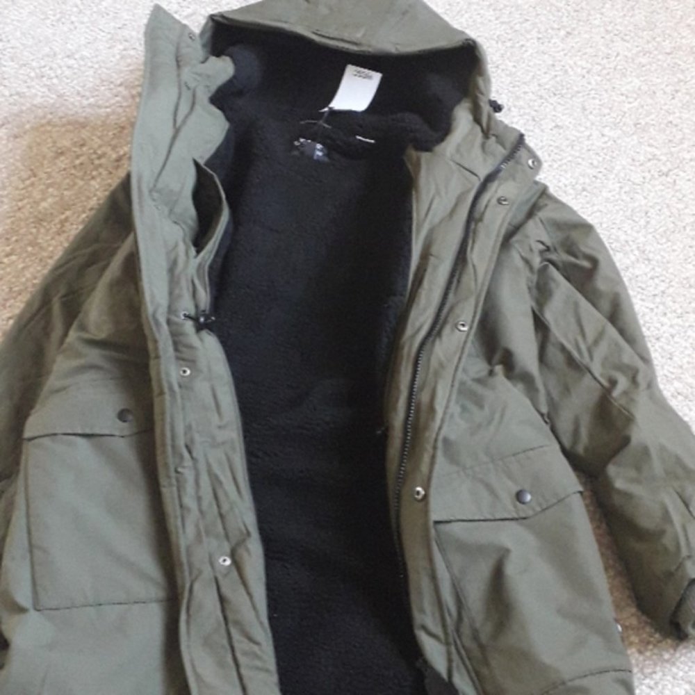 New Men's Fleece-lined Olive-green Winter Parka. - Picture 8 of 12